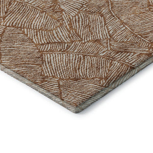 HomeRoots 8' X 10' Floral Area Rug in Rust & Beige - Washable, UV Protected, Stain-Resistant & Durable Design 672633
