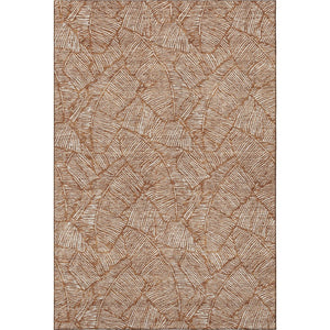 HomeRoots 9' X 12' Floral Washable Area Rug in Rust and Beige - Durable, Stain Resistant, UV Protected Design 672634