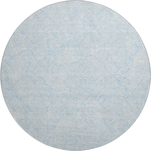 HomeRoots 8' Sky Blue Floral Washable Round Rug - Durable, Stain-Resistant, UV Protected for Home Elegance 672638
