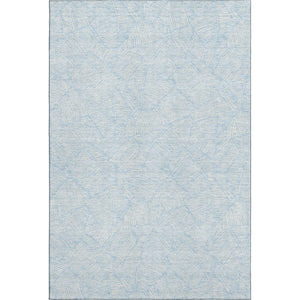 HomeRoots 8' X 10' Sky Blue & Ivory Floral Area Rug - Washable, UV Protected, Stain Resistant for Busy Homes 672639