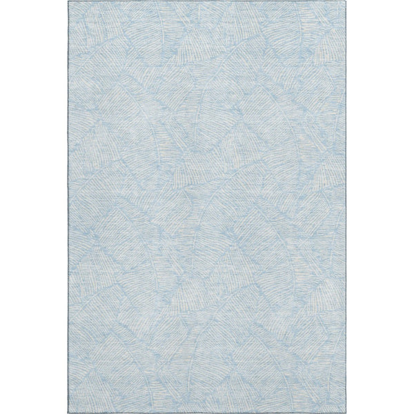 HomeRoots 8' X 10' Sky Blue & Ivory Floral Area Rug - Washable, UV Protected, Stain Resistant for Busy Homes 672639