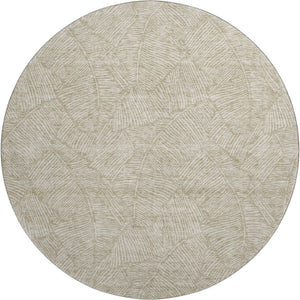 HomeRoots 8' Taupe and Beige Floral Round Rug - Washable, UV-Protected, Durable & Stain-Resistant Design! 672644