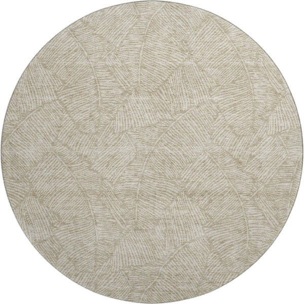 HomeRoots 8' Taupe and Beige Floral Round Rug - Washable, UV-Protected, Durable & Stain-Resistant Design! 672644