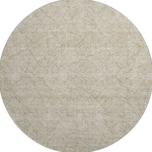HomeRoots 8' Taupe and Beige Floral Round Rug - Washable, UV-Protected, Durable & Stain-Resistant Design! 672644