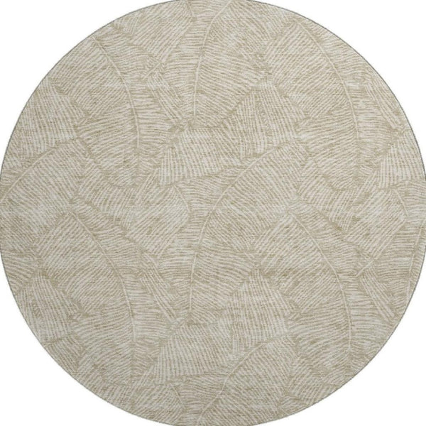 HomeRoots 8' Taupe and Beige Floral Round Rug - Washable, UV-Protected, Durable & Stain-Resistant Design! 672644