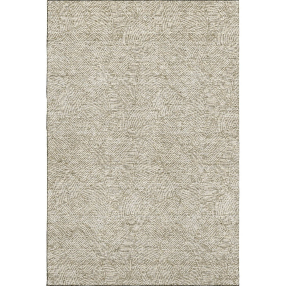 HomeRoots 8' X 10' Elegant Taupe & Beige Floral Washable Area Rug with Stain Resistance & UV Protection 672645