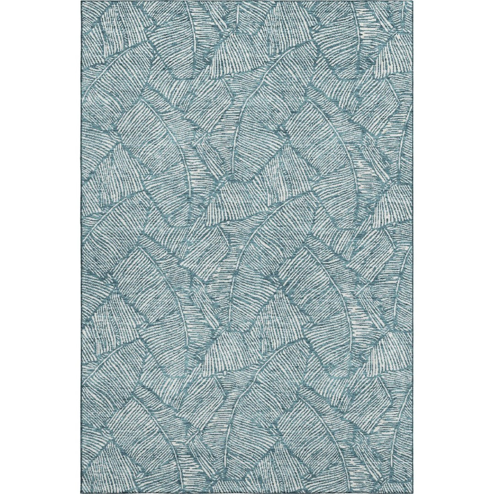 HomeRoots 5' X 8' Teal And Ivory Floral Area Rug – Durable, Washable, UV-Protected for Family-Friendly Spaces 672649