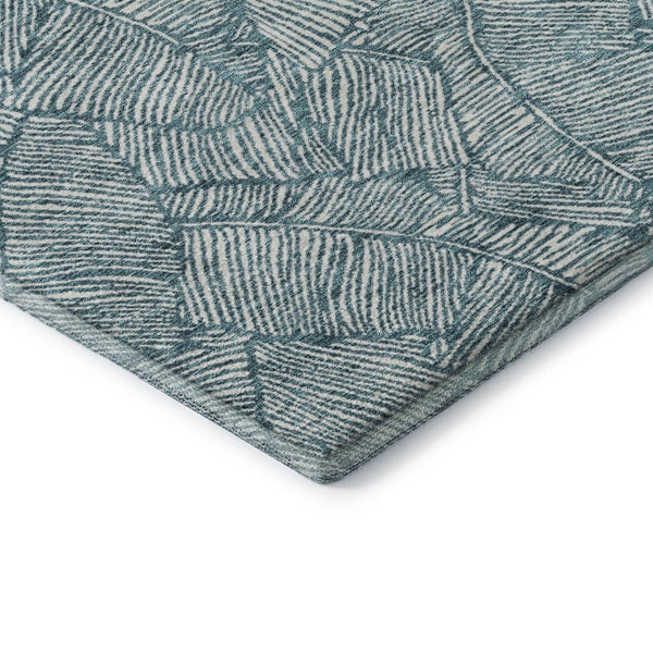 HomeRoots 8' Teal And Ivory Floral Round Rug - Durable, Stain-Resistant, UV-Protected for Indoor-Outdoor Use 672650