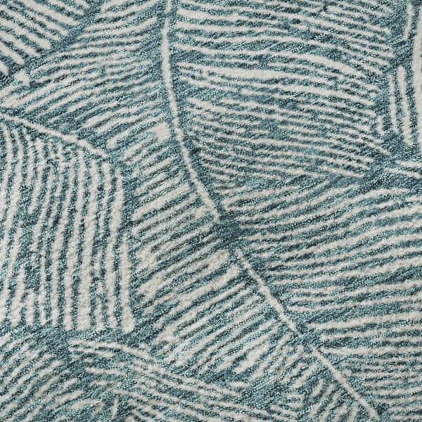 HomeRoots 8' Teal And Ivory Floral Round Rug - Durable, Stain-Resistant, UV-Protected for Indoor-Outdoor Use 672650