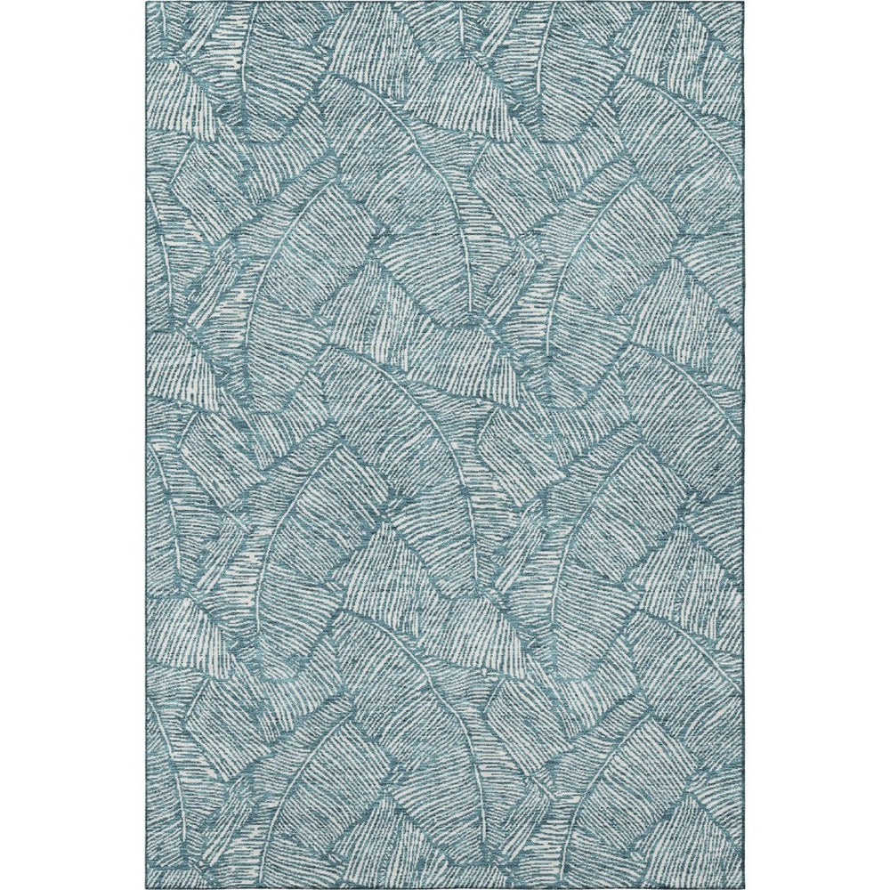 HomeRoots 8' X 10' Teal and Ivory Floral Area Rug – Washable, UV-Protected, Durable & Stylish for Any Space! 672651