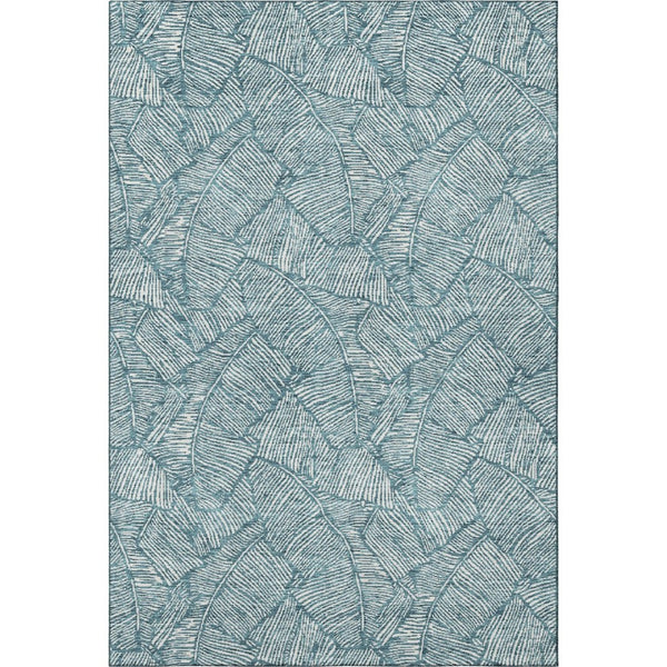 HomeRoots 8' X 10' Teal and Ivory Floral Area Rug – Washable, UV-Protected, Durable & Stylish for Any Space! 672651
