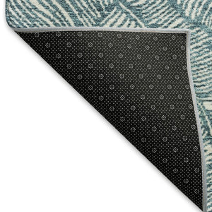 HomeRoots 10' X 14' Teal & Ivory Floral Area Rug – Washable, UV-Protected, Perfect for Family Living Spaces! 672653