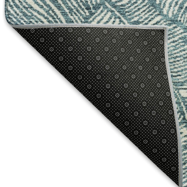 HomeRoots 10' X 14' Teal & Ivory Floral Area Rug – Washable, UV-Protected, Perfect for Family Living Spaces! 672653