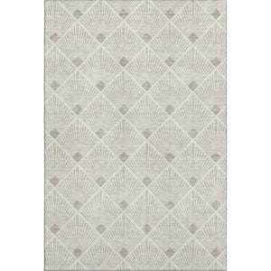 HomeRoots 5' X 8' Beige And Tan Abstract Geometric Washable Area Rug - Stain Resistant & UV Protected Design 672655