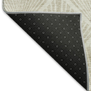 HomeRoots 5' X 8' Beige And Tan Abstract Geometric Washable Area Rug - Stain Resistant & UV Protected Design 672655