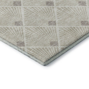 HomeRoots 5' X 8' Beige And Tan Abstract Geometric Washable Area Rug - Stain Resistant & UV Protected Design 672655