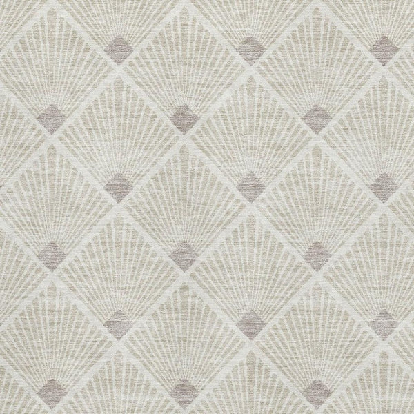HomeRoots 5' X 8' Beige And Tan Abstract Geometric Washable Area Rug - Stain Resistant & UV Protected Design 672655