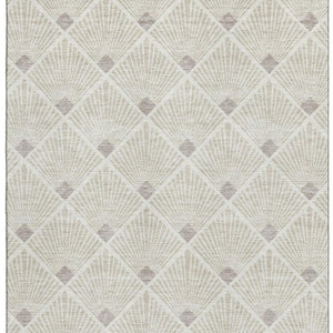 HomeRoots 8' X 10' Beige and Tan Abstract Area Rug with UV Protection - Durable, Washable, and Stylish Focal Point 672657
