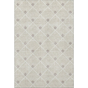 HomeRoots 9' X 12' Beige and Tan Abstract Geometric Area Rug - Washable, UV Protected, Stain Resistant Design 672658