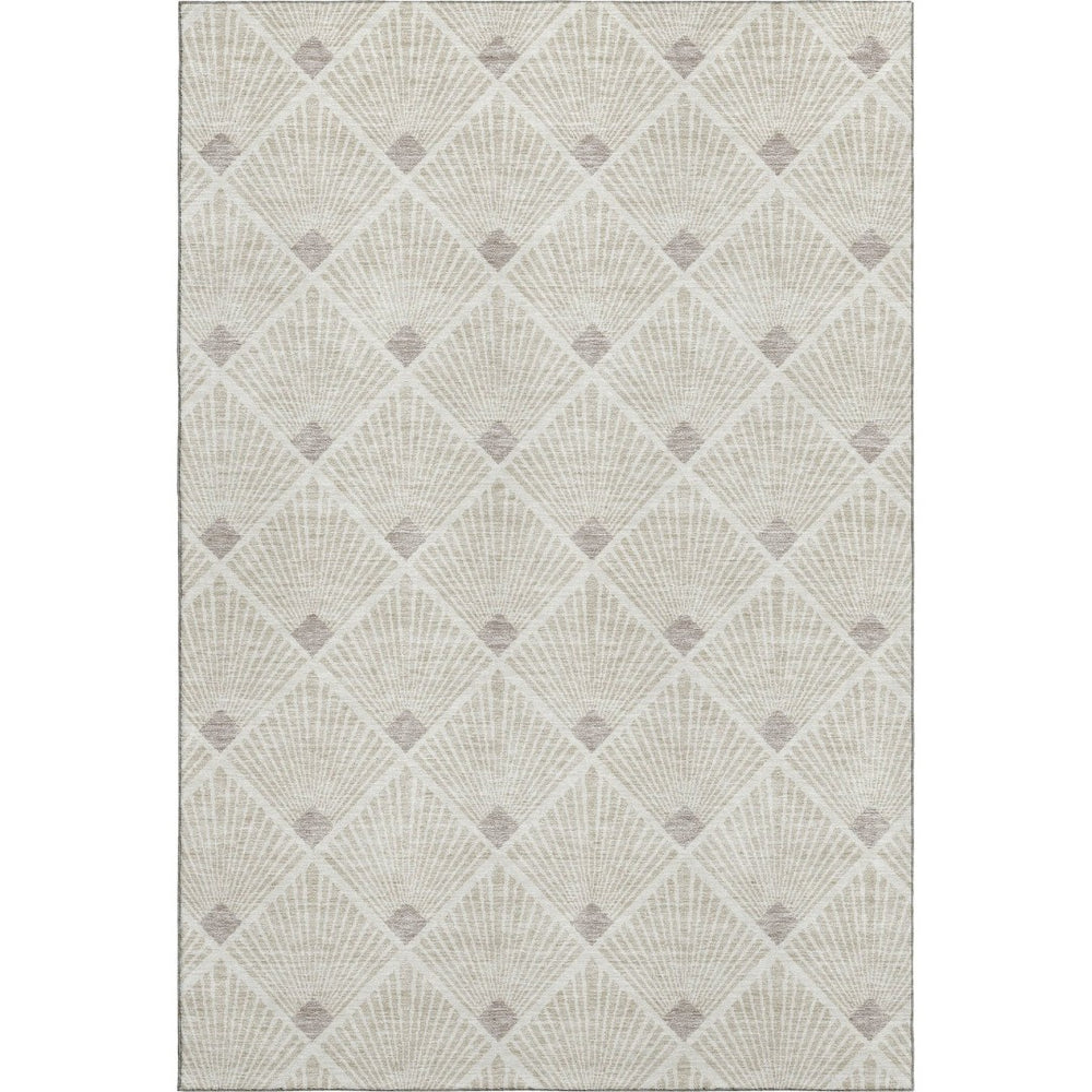 HomeRoots 10' Stylish Beige & Tan Abstract Geometric Area Rug – Washable, UV Protected, Stain-Resistant Design! 672659