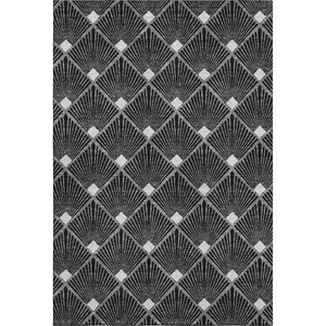 HomeRoots 10' X 14' Black And Ivory Abstract Geometric Area Rug - Durable, Washable, UV-Protected Design for Modern Homes 672665