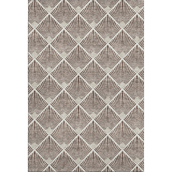 HomeRoots 5' X 8' Modern Brown and Beige Abstract Geometric Washable Area Rug - Durable, UV Protected Style! 672667