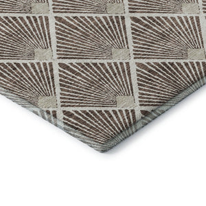 HomeRoots 5' X 8' Modern Brown and Beige Abstract Geometric Washable Area Rug - Durable, UV Protected Style! 672667