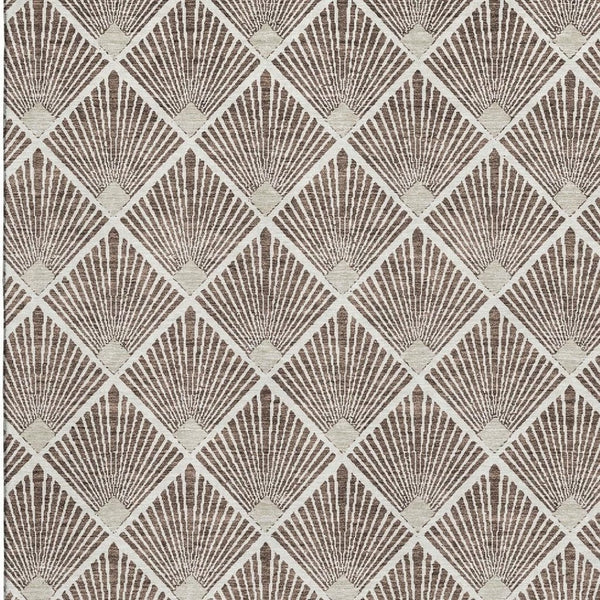 HomeRoots 8' X 10' Washable Brown & Beige Abstract Geometric Area Rug - Durable, UV-Protected, Stylish Decor 672669