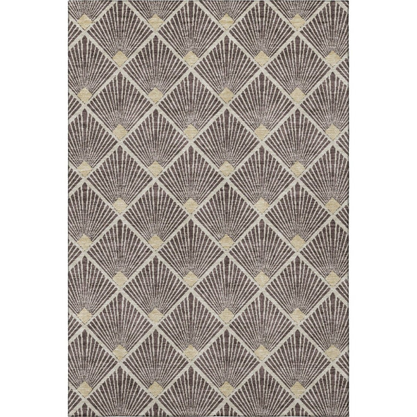 HomeRoots 5' X 8' Chocolate and Beige Geometric Area Rug – Durable, Stain-Resistant, UV-Protected for Homes 672673