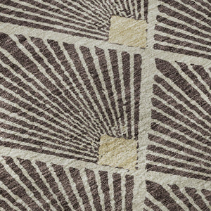 HomeRoots 8' Chocolate and Beige Round Rug - Stylish Geometric Design, Washable, UV Protected, and Pet-Friendly 672674