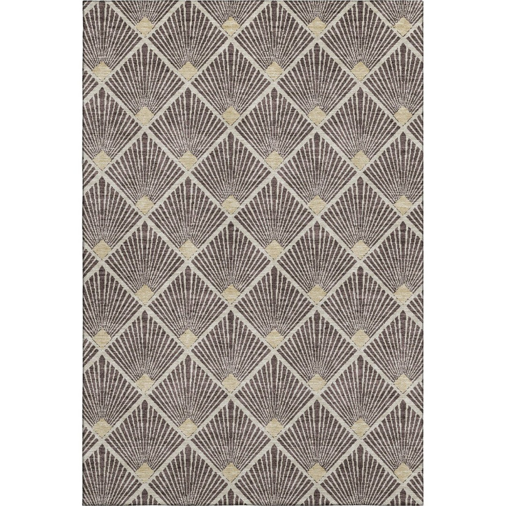 HomeRoots 8' X 10' Chocolate & Beige Abstract Geometric Area Rug - Durable, Washable, UV Protected for Homes 672675