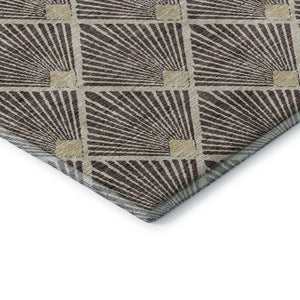 HomeRoots 8' X 10' Chocolate & Beige Abstract Geometric Area Rug - Durable, Washable, UV Protected for Homes 672675