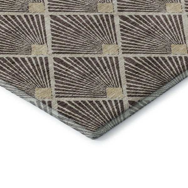 HomeRoots 8' X 10' Chocolate & Beige Abstract Geometric Area Rug - Durable, Washable, UV Protected for Homes 672675