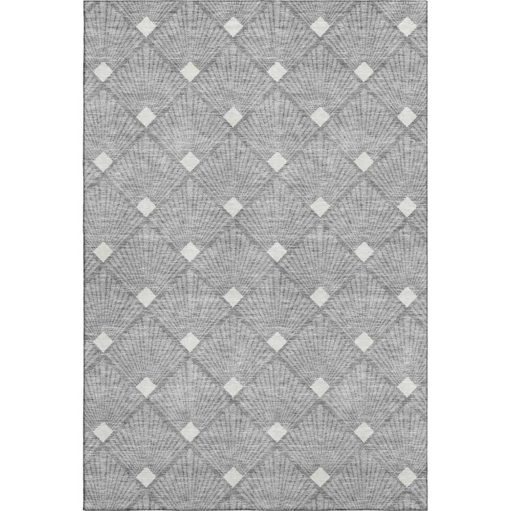 HomeRoots 8' X 10' Modern Gray & Ivory Abstract Geometric Area Rug – Washable, UV Protected, Stain-Resistant! 672681