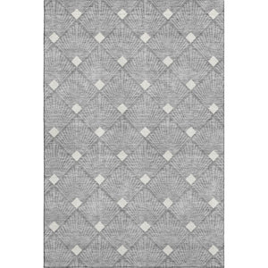 HomeRoots 9' X 12' Gray & Ivory Abstract Geometric Area Rug - Washable, UV-Protected, Durable for High-Traffic Homes 672682