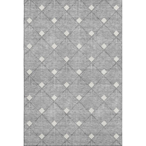 HomeRoots 9' X 12' Gray & Ivory Abstract Geometric Area Rug - Washable, UV-Protected, Durable for High-Traffic Homes 672682