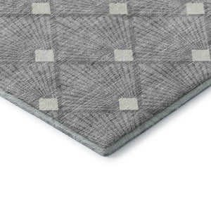 HomeRoots 9' X 12' Gray & Ivory Abstract Geometric Area Rug - Washable, UV-Protected, Durable for High-Traffic Homes 672682