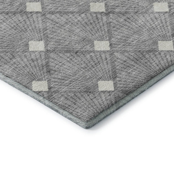 HomeRoots 9' X 12' Gray & Ivory Abstract Geometric Area Rug - Washable, UV-Protected, Durable for High-Traffic Homes 672682