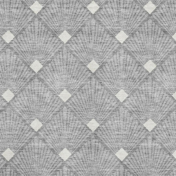 HomeRoots 9' X 12' Gray & Ivory Abstract Geometric Area Rug - Washable, UV-Protected, Durable for High-Traffic Homes 672682