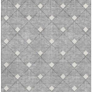 HomeRoots 9' X 12' Gray & Ivory Abstract Geometric Area Rug - Washable, UV-Protected, Durable for High-Traffic Homes 672682