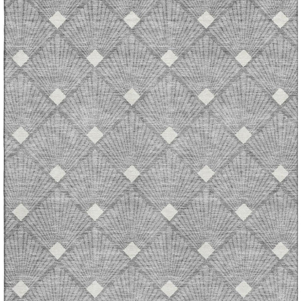 HomeRoots 9' X 12' Gray & Ivory Abstract Geometric Area Rug - Washable, UV-Protected, Durable for High-Traffic Homes 672682