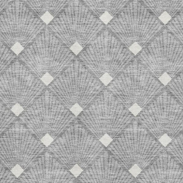 HomeRoots 10' X 14' Modern Gray and Ivory Abstract Geometric Area Rug - Washable, UV-Protected, Durable Design 672683