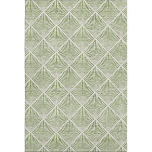 HomeRoots 10' Green and Ivory Abstract Geometric Washable Area Rug - UV Protected, Stain Resistant, Soft Feel 672689
