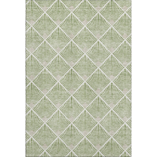 HomeRoots 10' Green and Ivory Abstract Geometric Washable Area Rug - UV Protected, Stain Resistant, Soft Feel 672689