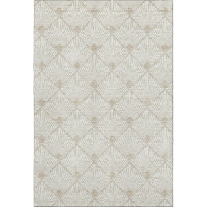 HomeRoots 9' X 12' Ivory and Beige Abstract Geometric Area Rug – Soft, Stain-Resistant, UV Protected for Homes 672694