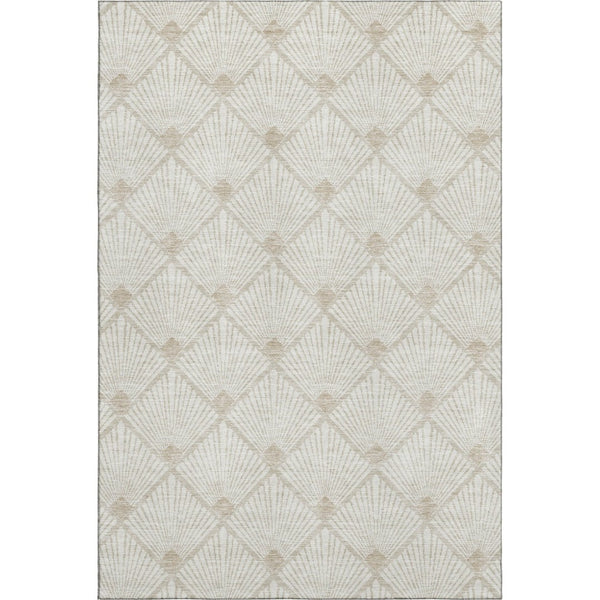 HomeRoots 9' X 12' Ivory and Beige Abstract Geometric Area Rug – Soft, Stain-Resistant, UV Protected for Homes 672694