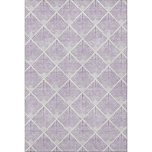 HomeRoots 5' X 8' Abstract Geometric Lavender & Ivory Area Rug – Washable, UV-Protected, Pet-Friendly Comfort 672697