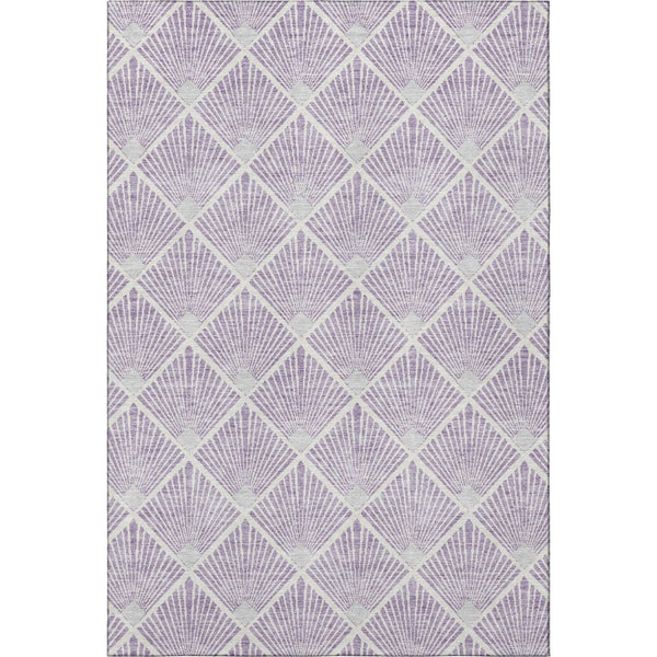 HomeRoots 5' X 8' Abstract Geometric Lavender & Ivory Area Rug – Washable, UV-Protected, Pet-Friendly Comfort 672697