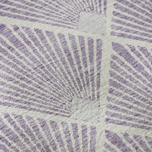 HomeRoots 8' Lavender and Ivory Abstract Geometric Round Rug - Washable, UV Protected, Durable for Family Spaces 672698
