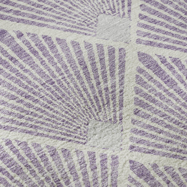 HomeRoots 8' Lavender and Ivory Abstract Geometric Round Rug - Washable, UV Protected, Durable for Family Spaces 672698